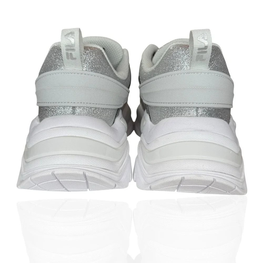 New Fila Women's 10‎ Electrove 2 Sneakers Silver Sparkle Glitter Metallic Chunky